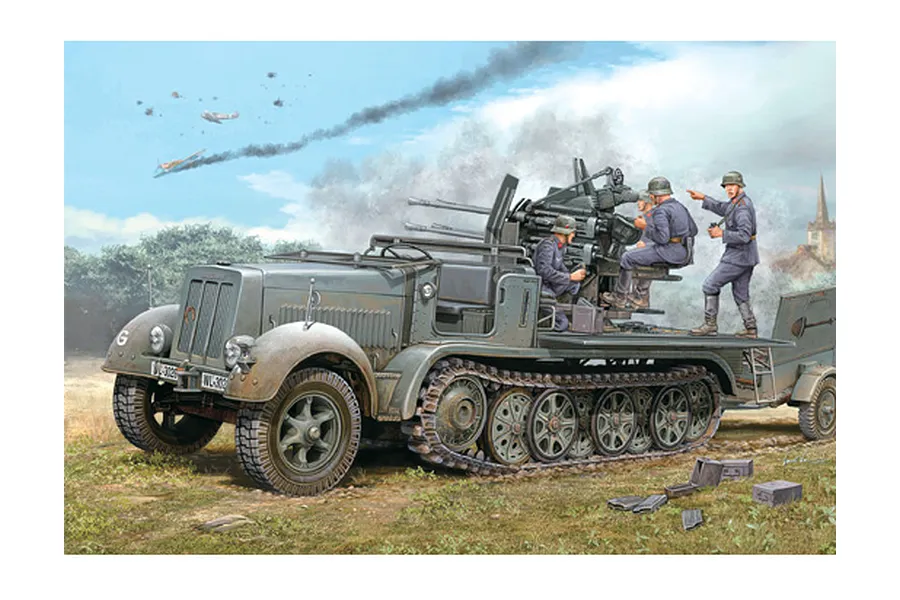 Trumpeter 1/35 German Half-Track w/ 20mm Flakvierling (Sd.Kfz7/1) &amp;amp; w/ Sd.Anhanger 51 Scaled Plastic Model Kit image 41522