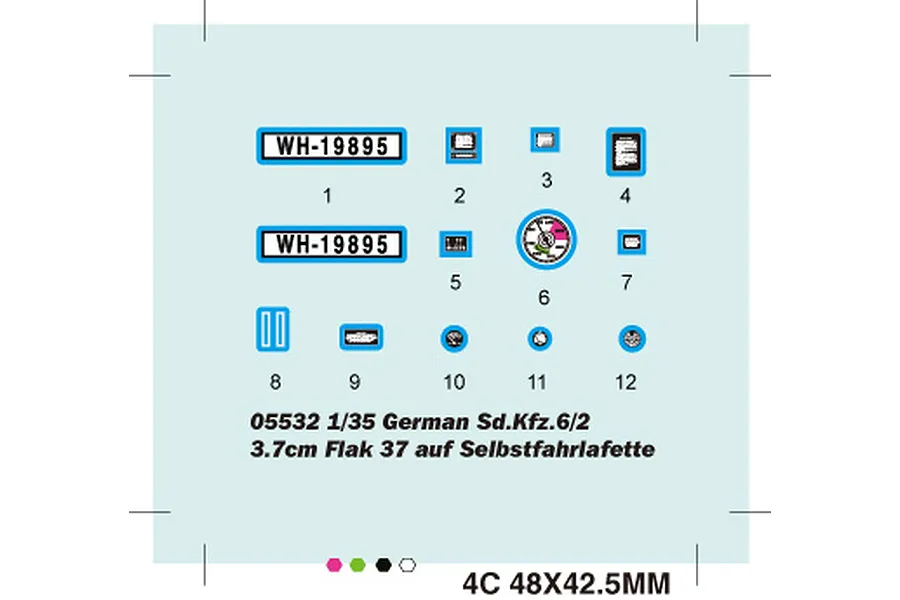 Trumpeter 1/35 German 3.7cm Flak 37 Auf Selbstfahrlafette (Sd.Kfz.6/2) Self-Propelled Anti-Aircraft Gun Scaled Plastic Model Kit image 41579