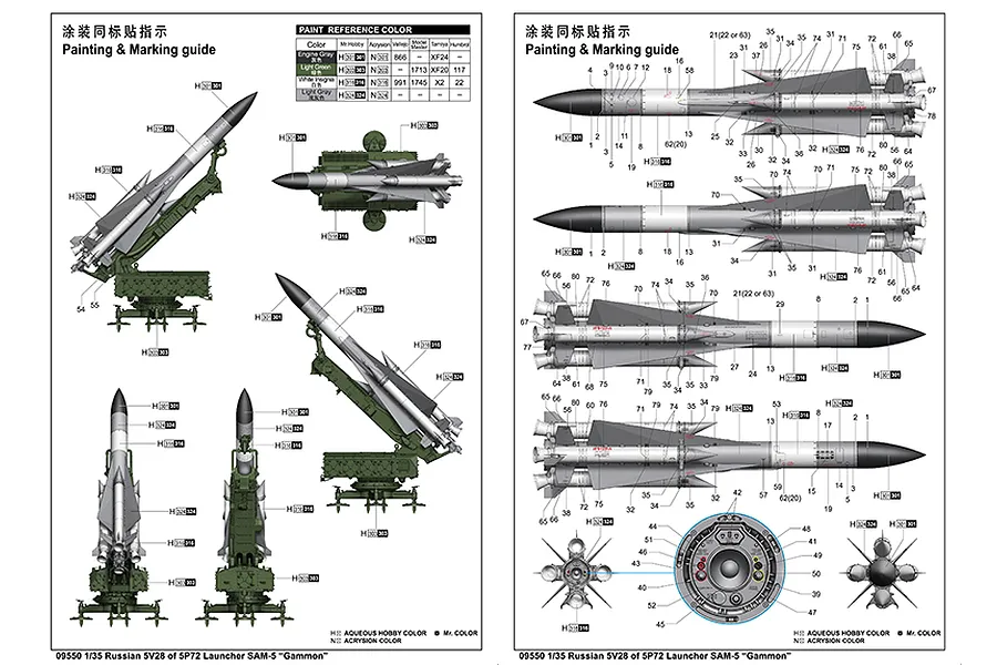 Trumpeter 1/35 Russian 5V28 of 5P72 Launcher SAM-5 Scaled Plastic Model Kit image 41633