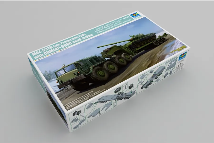 Trumpeter 1/35 MAZ-537G Late Production w/ ChMZAP-9990 Semi-Trailer Transporter Truck Scaled Plastic Model Kit image 41647