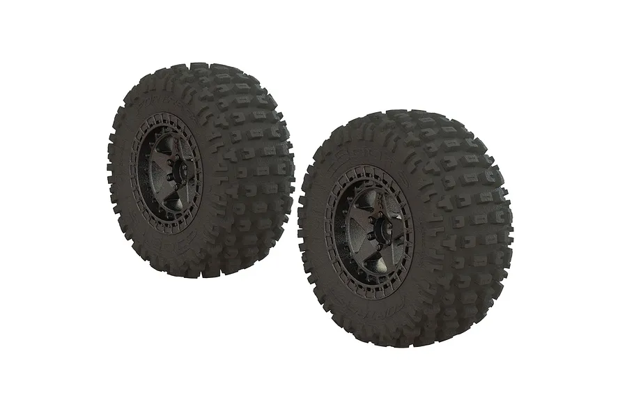 ARRMA 2.2/3.0&amp;quot; dBoots Fortress SC Tyres on Black Chrome Rims 2Pcs - Glued Wheels image 41748