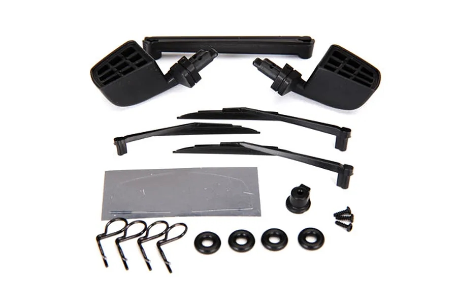 Traxxas TRX-4 &amp;amp; TRX-6 Mercedes Benz Black Left &amp;amp; Right Side Mirror Set w/ Windshield Wipers image 41790