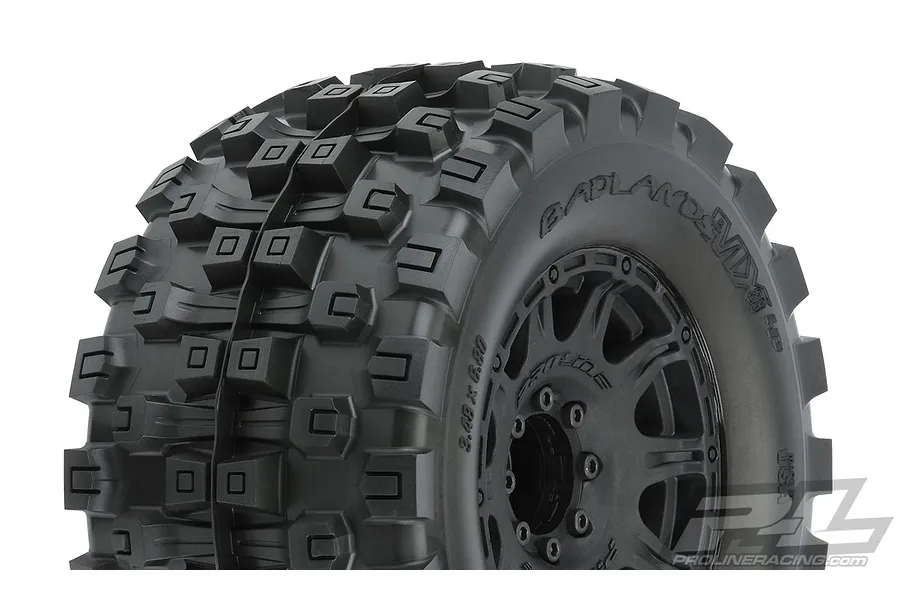 Pro-Line 3.8&amp;quot; MX38 HP Belted Tyres on Black Raid Rims - Glued Wheels 2Pcs image 41817