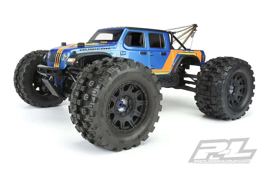 Pro-Line 3.8&amp;quot; MX38 HP Belted Tyres on Black Raid Rims - Glued Wheels 2Pcs image 41820