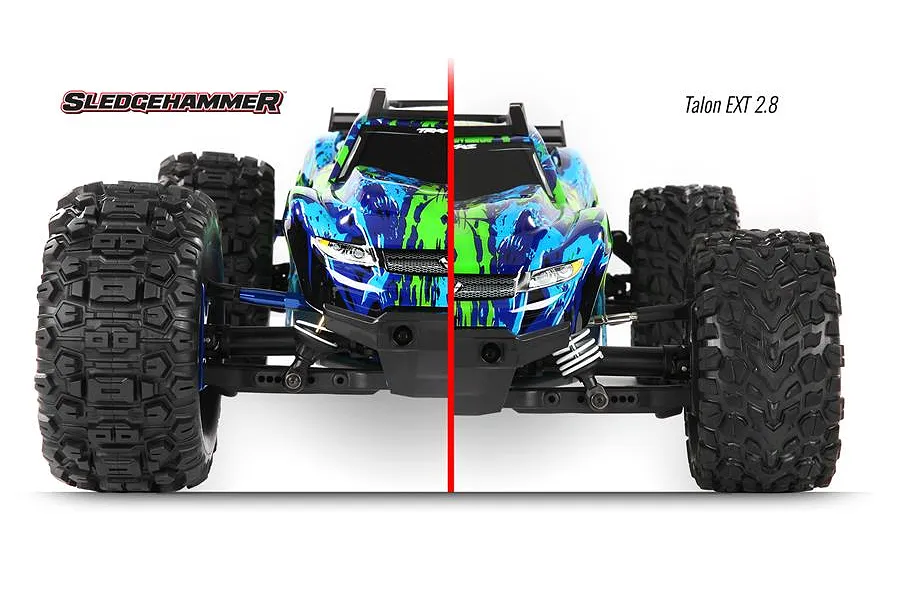 Traxxas 2.8&amp;quot; Sledgehammer Extreme Tyres on Black Rims - Glued Wheels 2Pcs image 41945