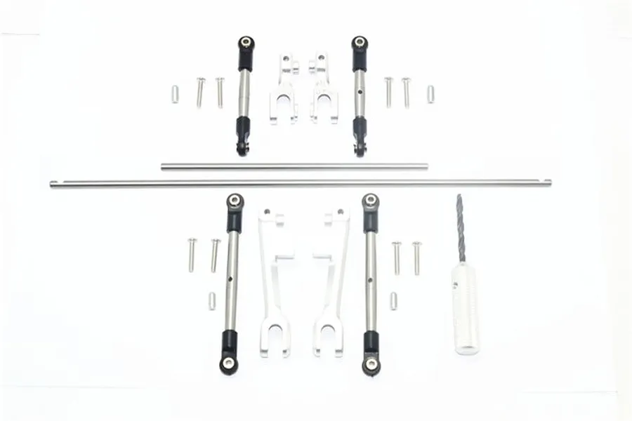 GPM UDR Silver Aluminium Front &amp;amp; Rear Left &amp;amp; Right Complete Sway Bars &amp;amp; Sway Bar Arms w/ Stainless Steel Turnbuckles image 42019