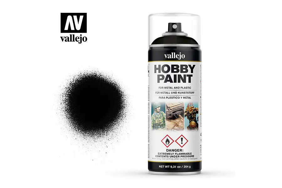 Vallejo Aerosol Black Primer Hobby Spray Paint 400ml image 42033