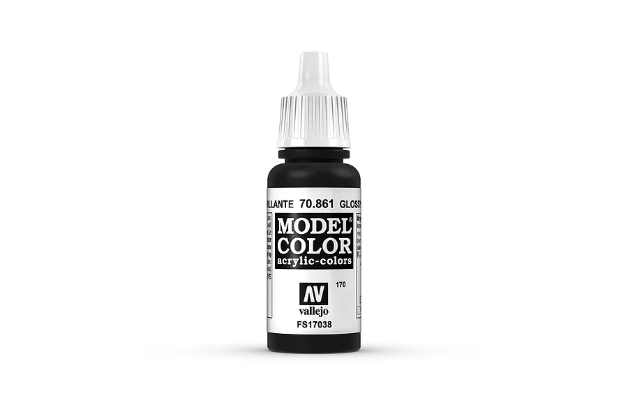 Vallejo Model Colour Glossy Black Acrylic Paint 17ml image 42137