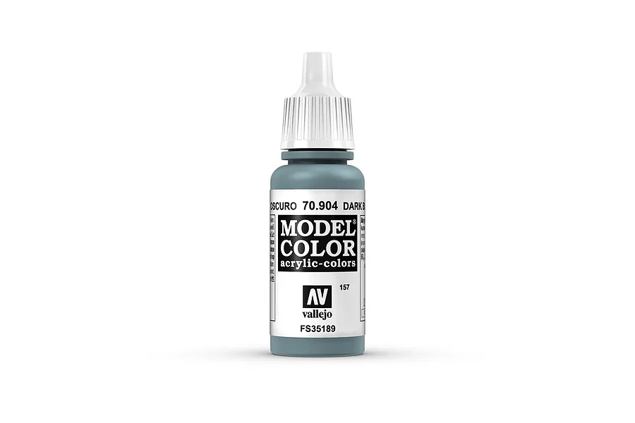 A 17ml bottle of Vallejo Model Color Dark Blue Grey acrylic paint, showing the label with product number 70.904.