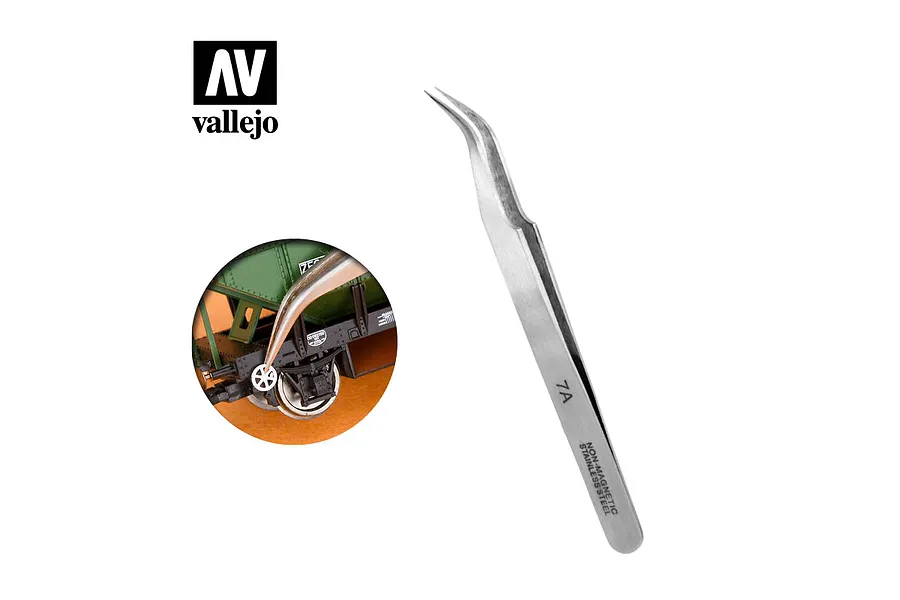 Vallejo Stainless Steel Extra Fine Curved Tweezers image 42312