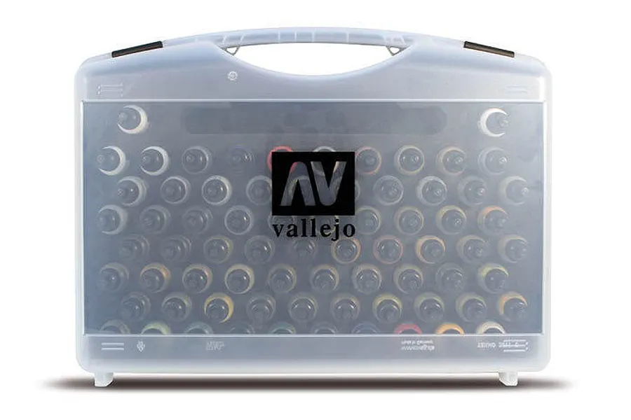 Vallejo Model Air Basic Color Set 72Pcs w/ Brushes &amp;amp; Plastic Storage Case image 42313