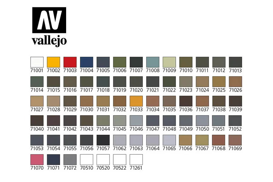 Vallejo Model Air Basic Color Set 72Pcs w/ Brushes &amp;amp; Plastic Storage Case image 42314