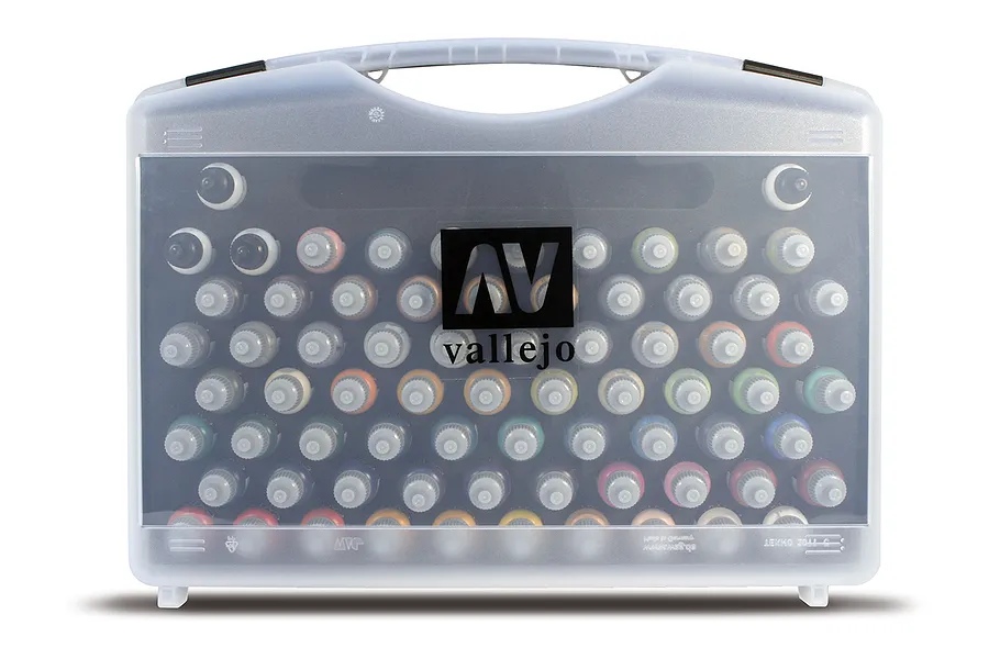 Vallejo Game Colour Basic Color Acrylic Paint Set 72Pcs w/ Brushes &amp;amp; Plastic Storage Case image 42316
