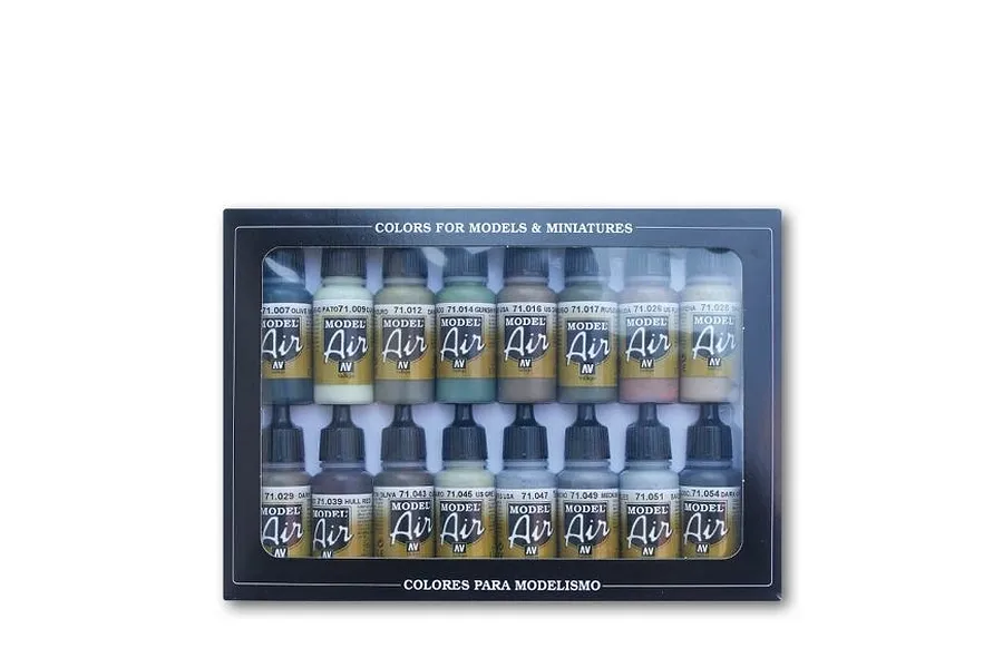 Vallejo Model Air Allied Forces WWII Colour Acrylic Airbrush Paint Set 16Pcs image 42327