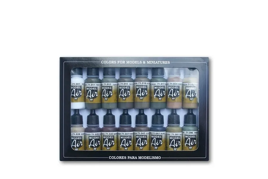 Vallejo Model Air German/Allied WWII Colour Acrylic Airbrush Paint Set 16Pcs image 42329
