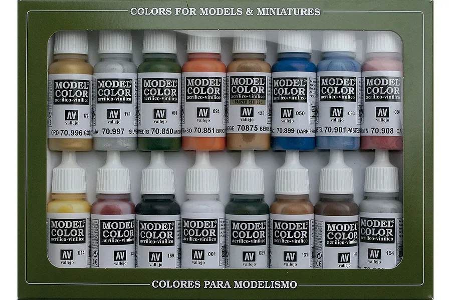 Vallejo Model Colour Folkstone Basics Colour Acrylic Paint Set 16Pcs image 42332