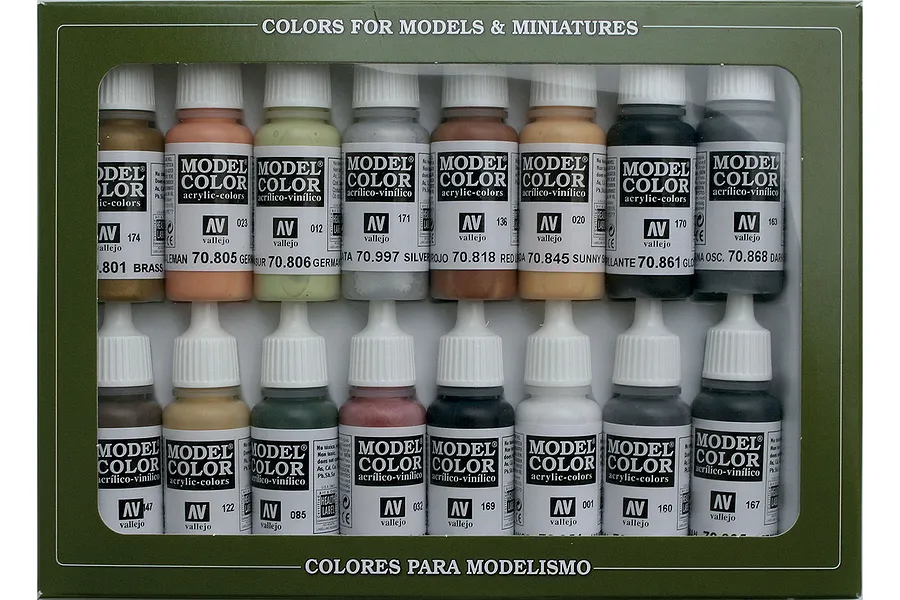 Vallejo Model Colour German Colors WWII Colour Acrylic Paint Set 16Pcs image 42333