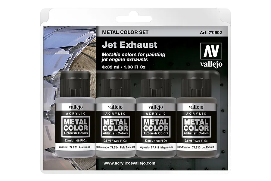 Vallejo Metal Colour Jet Exhaust Colour Acrylic Paint Set 4Pcs image 42342