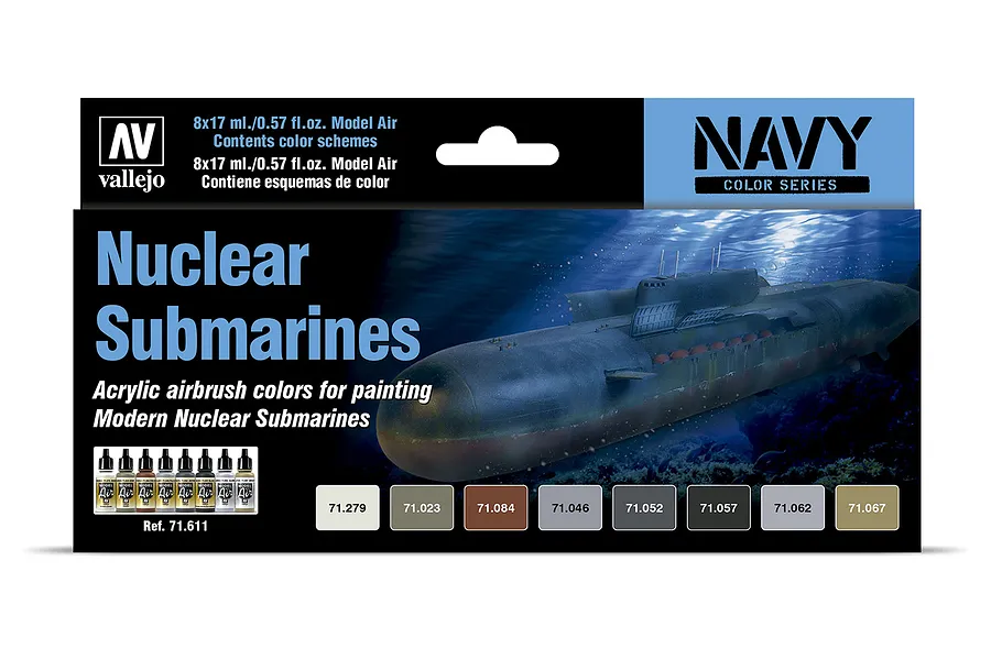 Vallejo Model Air Nuclear Submarines Colour Acrylic Airbrush Paint Set 8Pcs image 42364