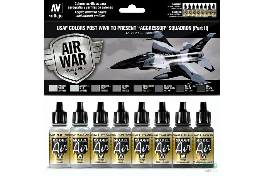Vallejo Model Air USAF WWII to Present Aggressor Squadron Part II Colour Acrylic Paint Set 8Pcs image 42365