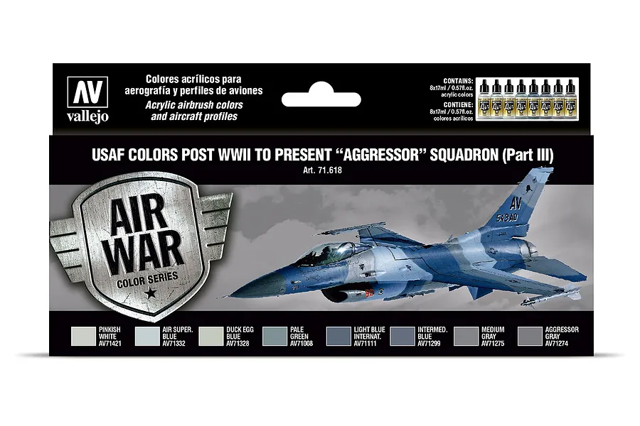 Vallejo Model Air USAF WWII to present Aggressor Squadron Part III Colour Acrylic Paint Set 8Pcs image 42366