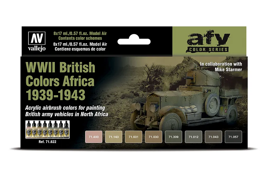 Vallejo Model Air WWII British Colors Africa 1939-1943 Colour Acrylic Paint Set 8Pcs image 42367