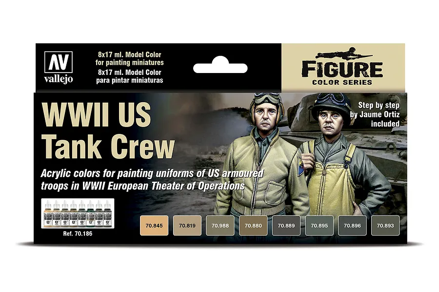 Vallejo Model Air WWII US Tank Crew Colour Acrylic Paint Set 8Pcs image 42369