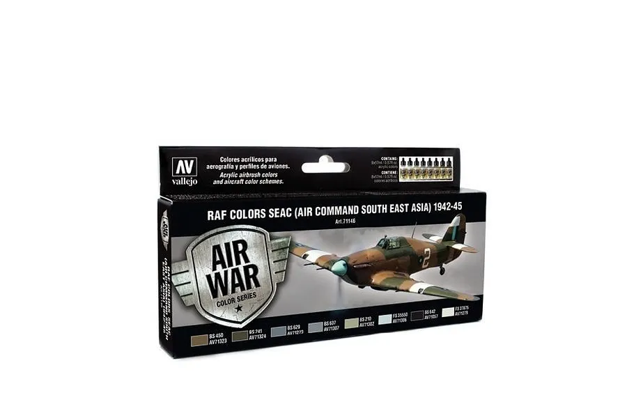 Vallejo Model Air RAF &amp;amp; FAA SEAC (Air Command South East Asia) 1942-45 Colour Acrylic Paint Set 8Pcs image 42370