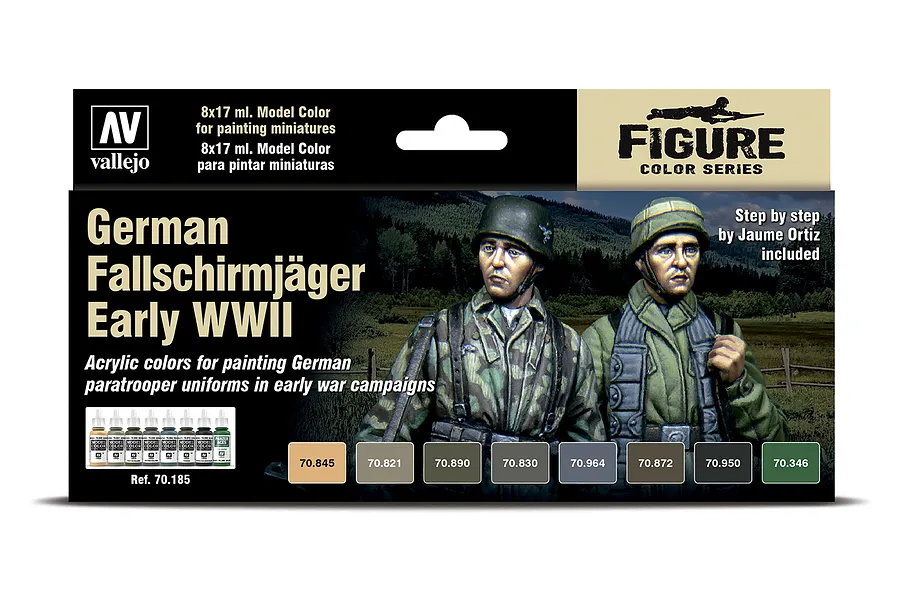 Vallejo Model Air German Fallschirmjäger Early WWII Colour Acrylic Paint Set 8Pcs image 42374