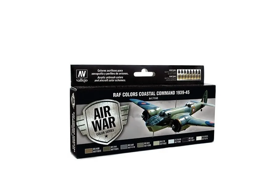 Vallejo Model Air RAF &amp;amp; FAA Coastal Command 1939-45 Colour Acrylic Airbrush Paint Set 8Pcs image 42375