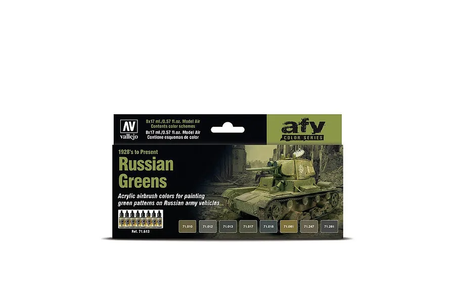Vallejo Model Air Russian Greens (1928&amp;#039;s to Present) Colour Acrylic Paint Set 8Pcs image 42377
