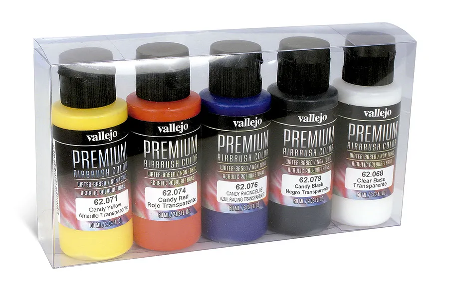 Vallejo Premium Colour Candy Colors Colour Set Acrylic Airbrush Paint 5Pcs image 42385
