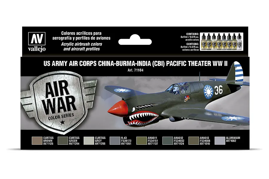 Vallejo Model Air US Army Air Corps China-Burma-India Pacific Theater WWII Acrylic Paint Set 8Pcs image 42387