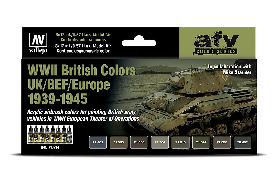Vallejo Model Air WWII British Colors UK/BEF/Europe 1939-1945 Colour Acrylic Paint Set 8Pcs image 42388