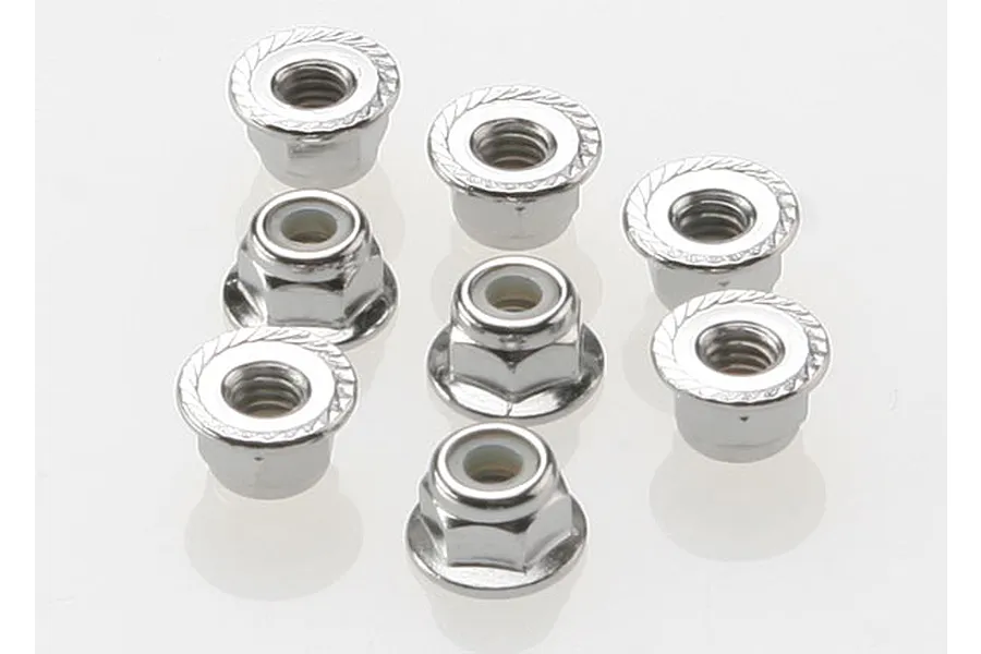 Traxxas 4mm Silver Aluminium Flanged Serrated Nyloc Nuts 8Pcs image 4241
