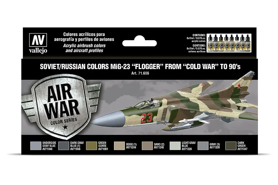 Vallejo Model Air Soviet/Russian MiG-23 &amp;quot;Flogger&amp;quot; from 70&amp;#039;s to 90&amp;#039;s Colour Acrylic Paint Set 8Pcs image 42407