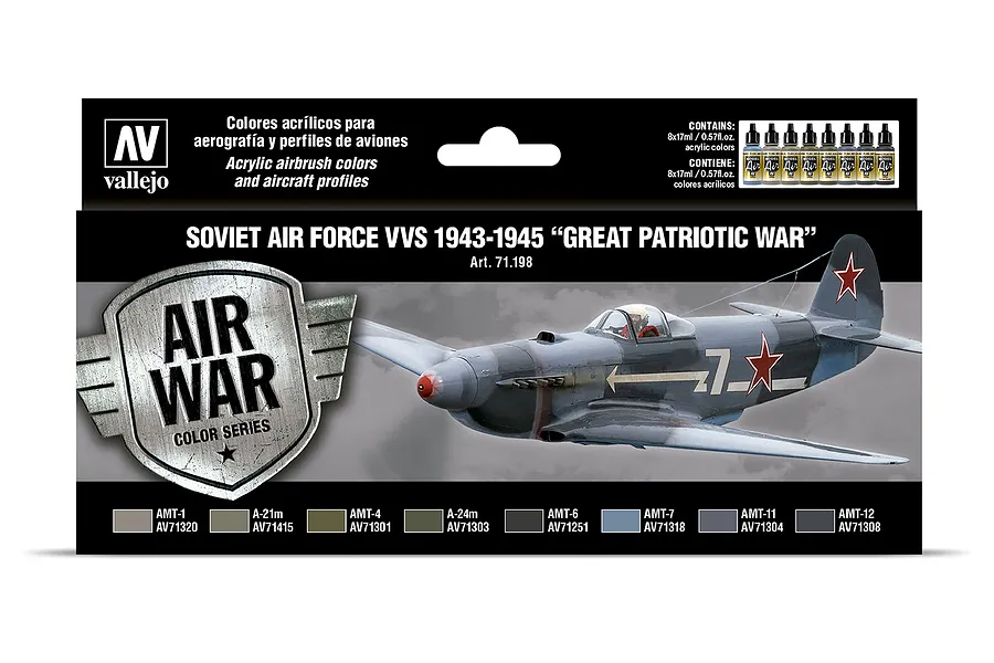 Vallejo Model Air Soviet Air Force VVS 1943 To 1945 Great Patriotic War Colour Acrylic Paint Set 8Pcs image 42413
