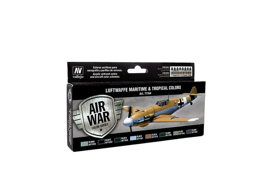 Vallejo Model Air Luftwaffe Maritime and Tropical Colors Colour Acrylic Airbrush Paint Set 8Pcs image 42414