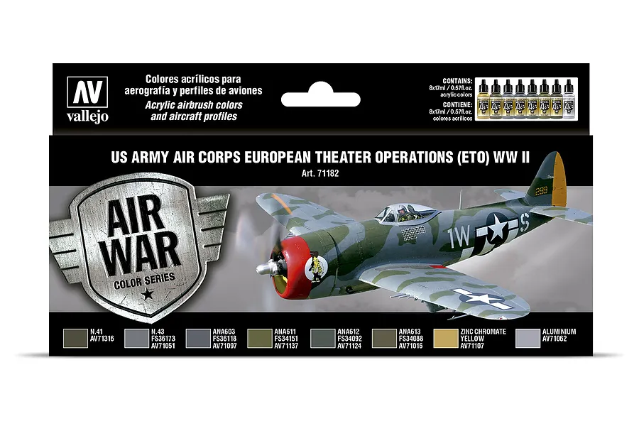 Vallejo Model Air US Army Air Corps European Theater Op (ETO) WWII Colour Acrylic Paint Set 8Pcs image 42415