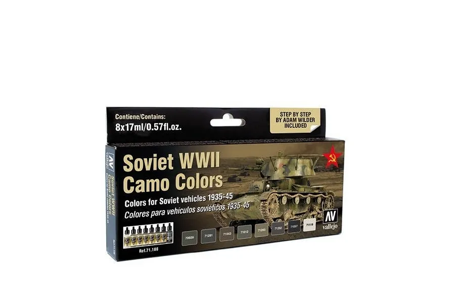 Vallejo Model Air Soviet AFV WWII Camo Colour Acrylic Airbrush Paint Set 8Pcs image 42416