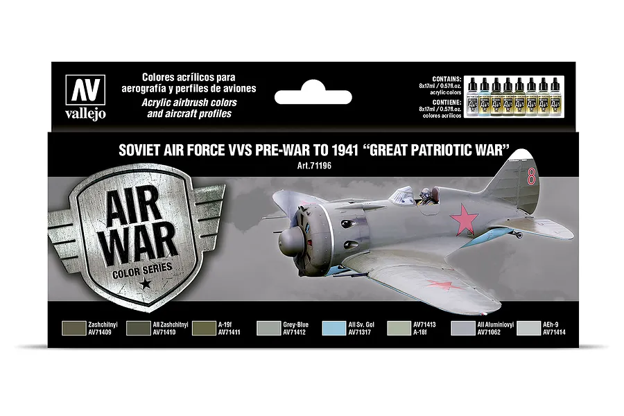 Vallejo Model Air Soviet Air Force VVS Pre-War To 1941 Great Patriotic War Colour Acrylic Paint Set 8Pcs image 42417