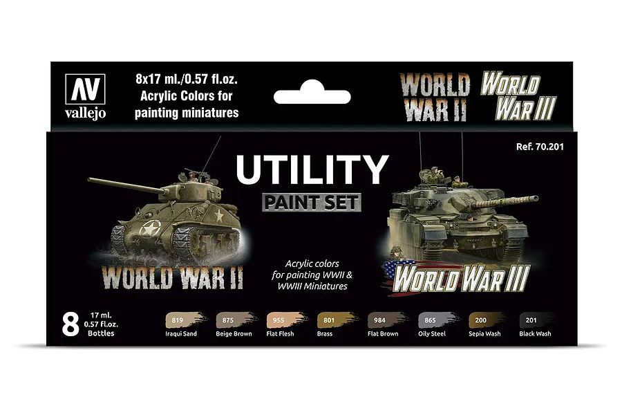 Vallejo Model Colour Utility Colour Acrylic Paint Set 8Pcs image 42426