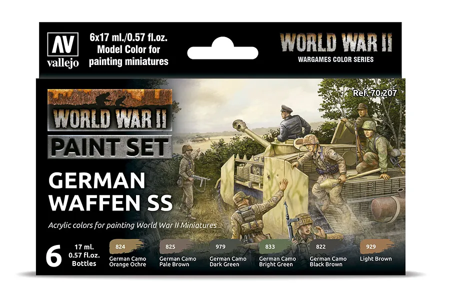 Vallejo Model Colour WWII German Waffen SS Acrylic Colour Paint Set 6Pcs image 42442