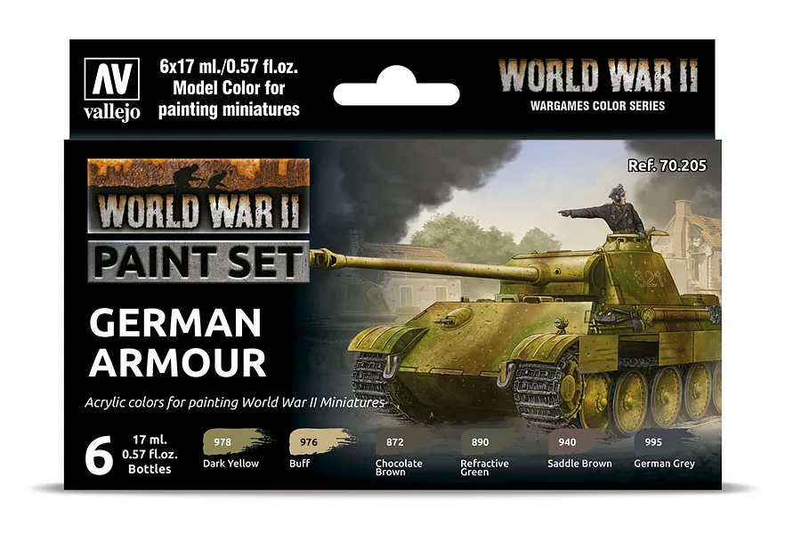 Vallejo Model Colour WWII German Armour Acrylic Colour Paint Set 6Pcs image 42447