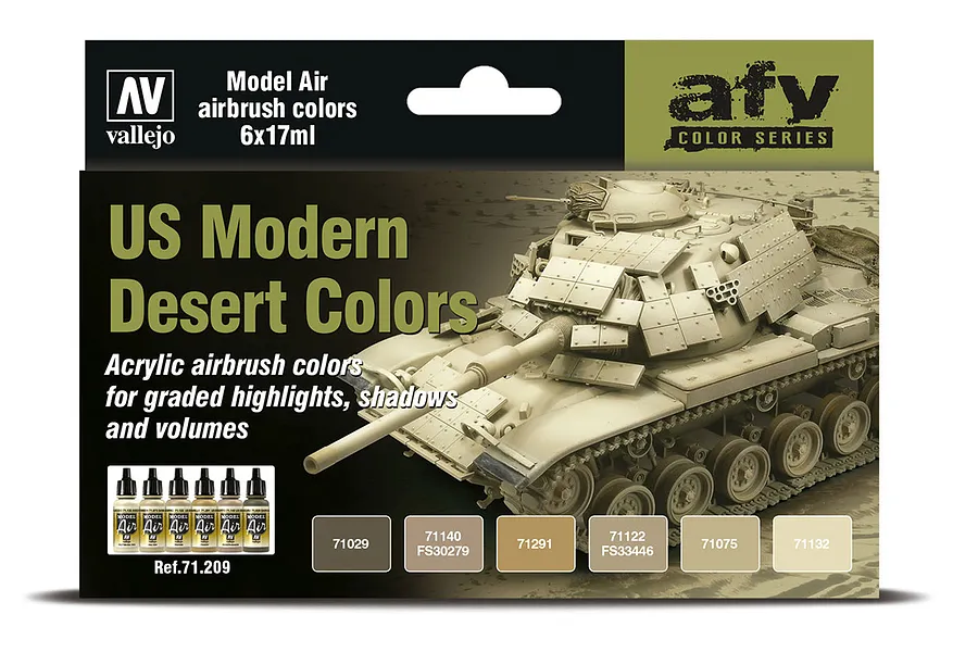Vallejo Model Air US Modern Desert Colour Acrylic Paint Set 6Pcs image 42455