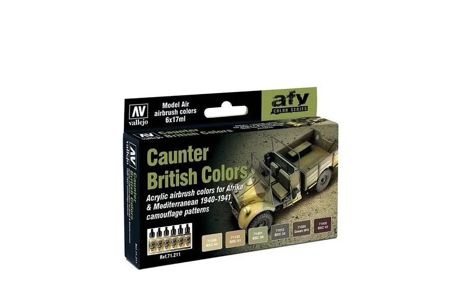 Vallejo Model Air British Caunter Colour Acrylic Paint Set 6Pcs image 42456