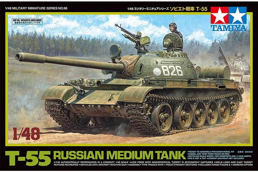 Tamiya 1/48 Russian T-55 Medium Tank Scaled Plastic Model Kit image 42479