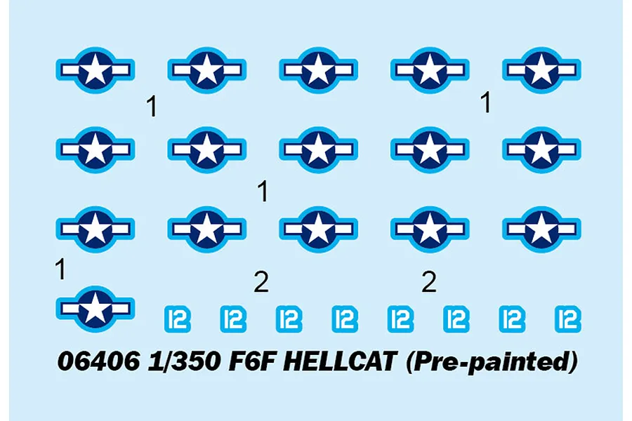 Trumpeter 1/350 F6F Hellcat Fighter (Pre-Painted) Aircraft Sets (4Pcs) Scaled Plastic Model Kit image 42705