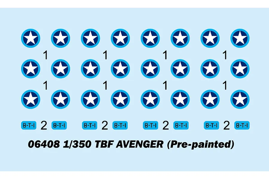 Trumpeter 1/350 TBF Avenger Bomber (Pre-Painted) Aircraft Sets (4Pcs) Scaled Plastic Model Kit image 42711