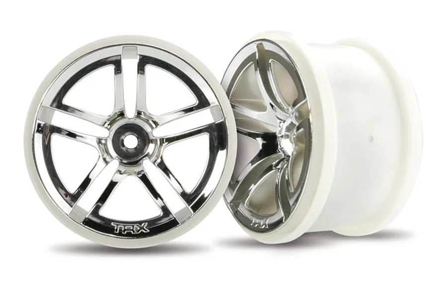 Traxxas 2.8&amp;quot; Twin Spoke Chrome Rims 2Pcs image 4273